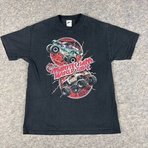 Vintage US Hot Rod Monster Jam World Tour Grave Digger T-Shirt Y2K Large